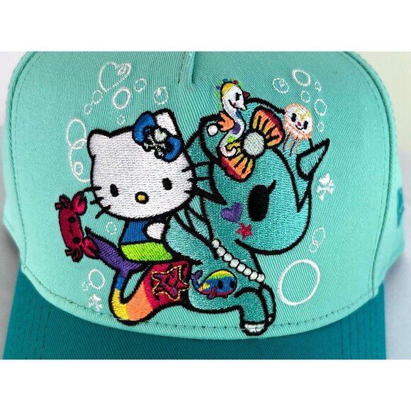 Rare Tokidoki x Hello Kitty Aquamarina Mermicorno New Era Teal Hat Cap HTF main image 9